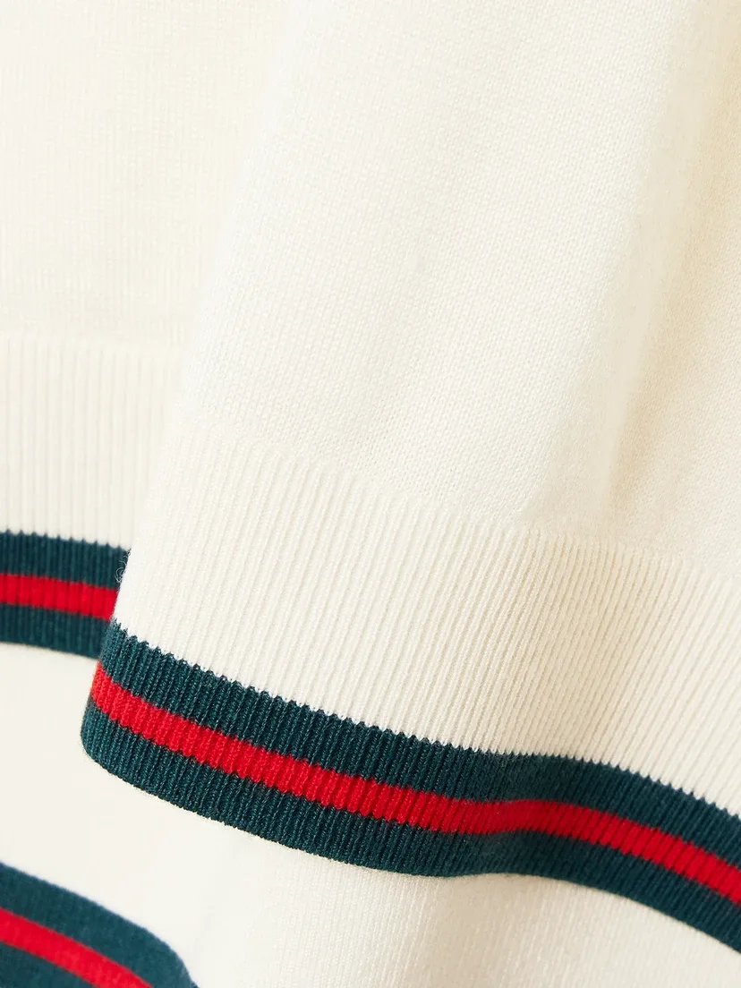Топ Gucci в полоску из кашемира и шелка, премиальный материал, белый — фото 4