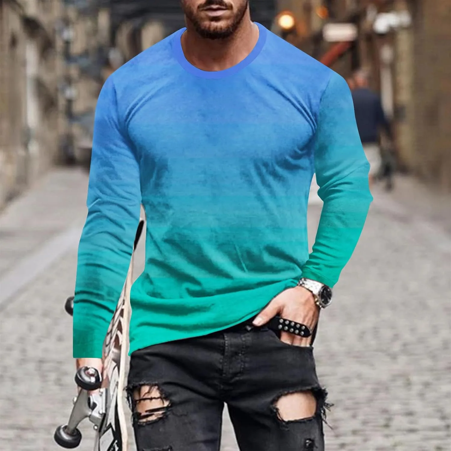 Мужская футболка с длинным рукавом Casual Fall Crewneck — фото 2