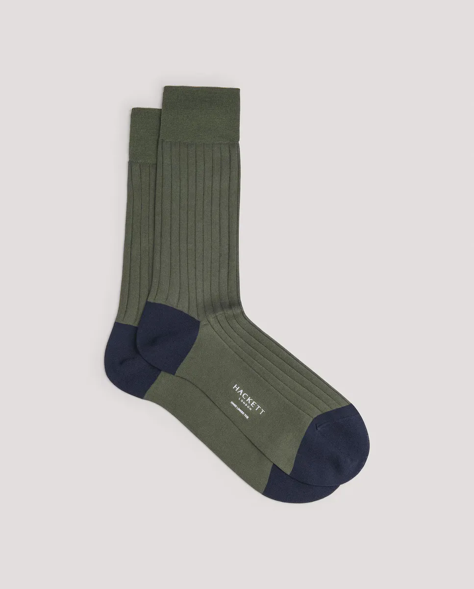 

Мужские носки в рубчик из мерсеризованного хлопка Hackett, цвет Kaki