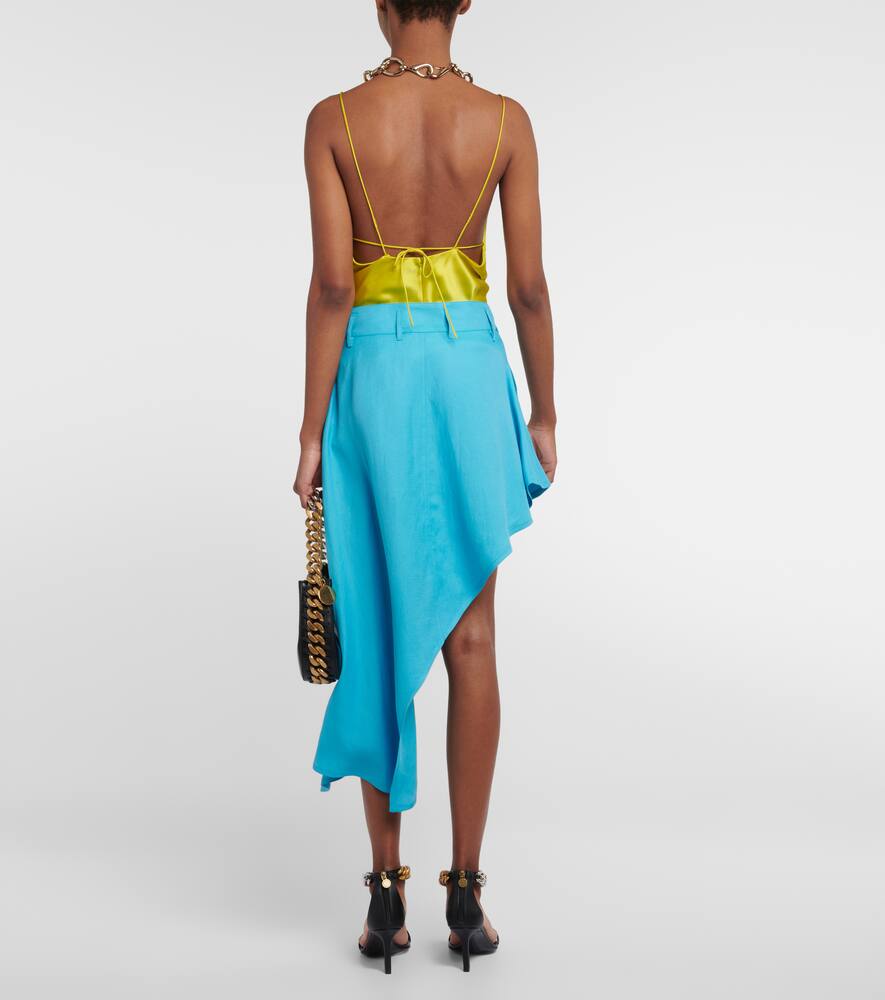 Асимметричная твиловая мини-юбка Stella McCartney, Aqua Blue — фото 3