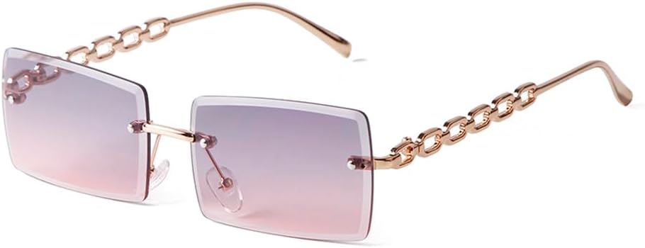 

Модные солнцезащитные очки без оправы прямоугольной формы для женщин, металлические солнцезащитные очки для мужчин, без оправы с серыми градиентными линзами TKKTLLT, C4