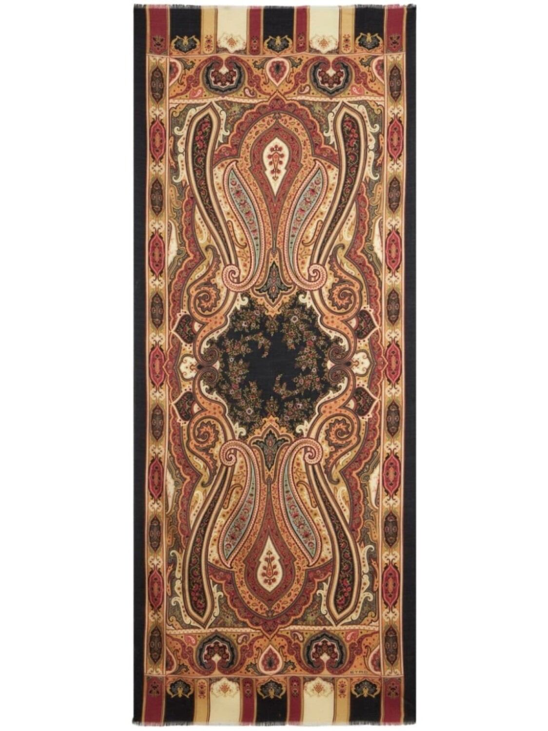 

ETRO шарф с бахромой и принтом пейсли, коричневый