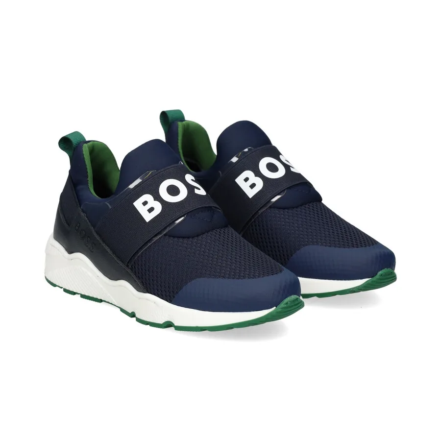Детские кроссовки Hugo Boss с эластичным ремешком, темно-синий — фото 2