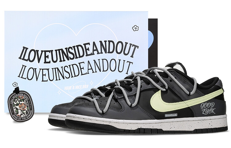 

Кроссовки Nike Dunk Skateboarding Shoes Women's Low-top Black/green, черный