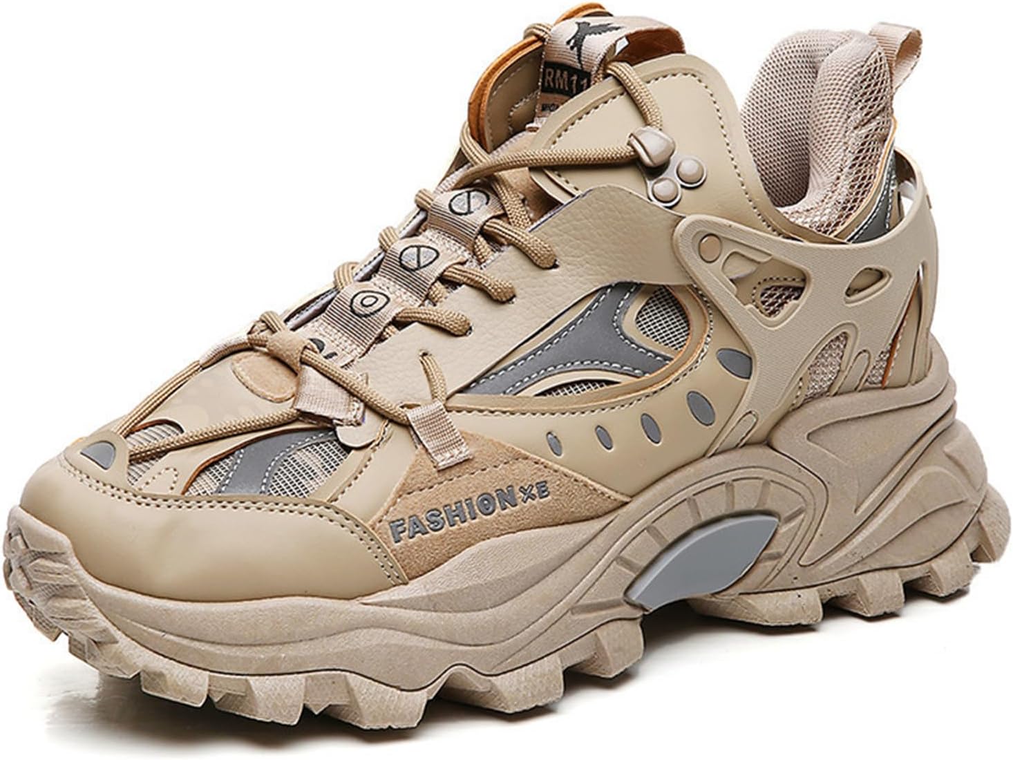 

Мужские модные кожаные высокие кеды на шнуровке с массивной платформой, повседневные, с нескользящей подошвой, с округлым носком, для вождения, прогулок, бега и теннисных тренировок Netehadi, коричневый