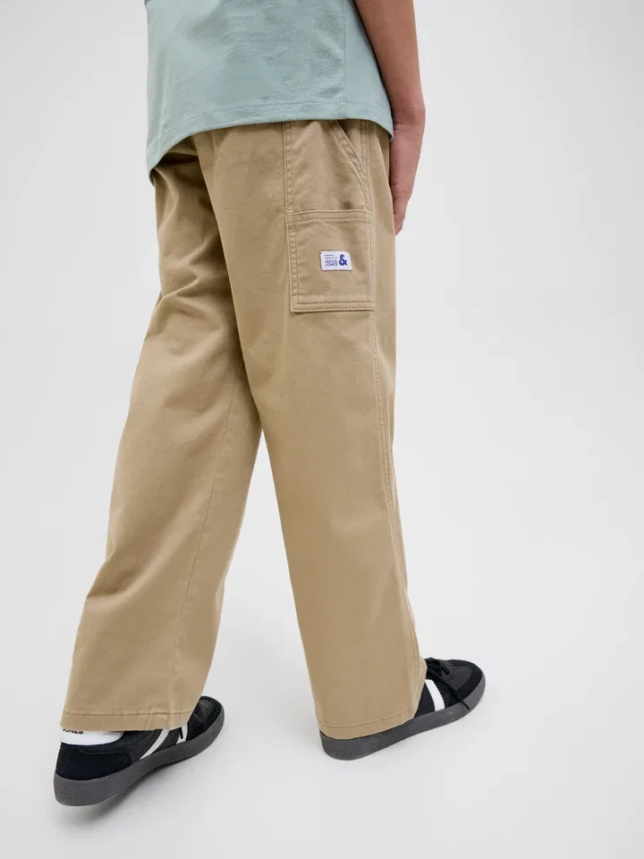 Штаны из ткани с карго-карманами, JACK & JONES Junior, бежевые — фото 3