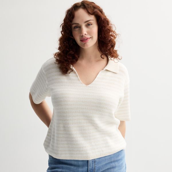 

Свободный воротник с коротким рукавом Sonoma Goods For Life, цвет tan small stripe