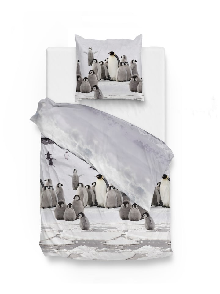 

Постельное белье Traumschloss Classic Flanell Tadzio Pinguine grau, серый