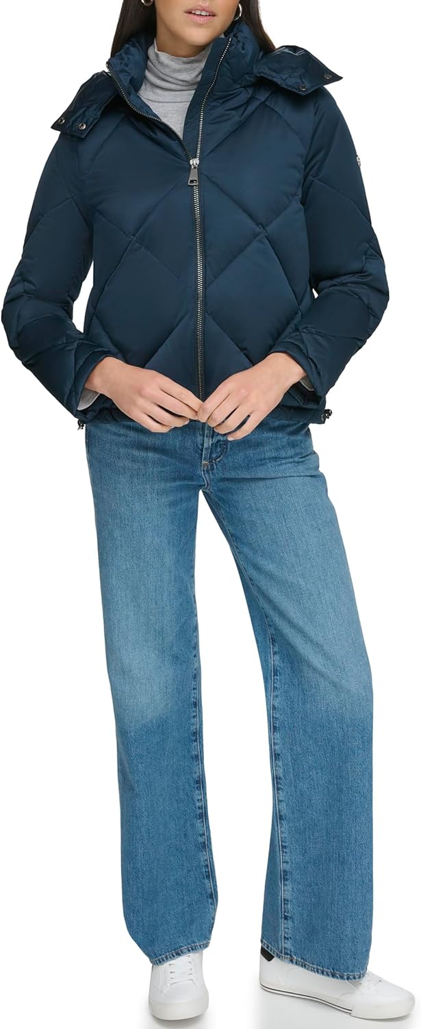 Женская стеганая куртка Calvin Klein, Quilted Hood Dark Navy — фото 2