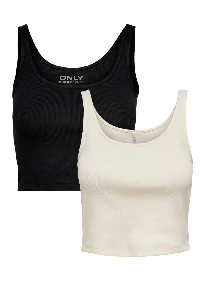 

Топ ONLY Bauchfrei Geripptes Crop 2 er Stück Pack ONLNESSA, цвет schwarz-weiß