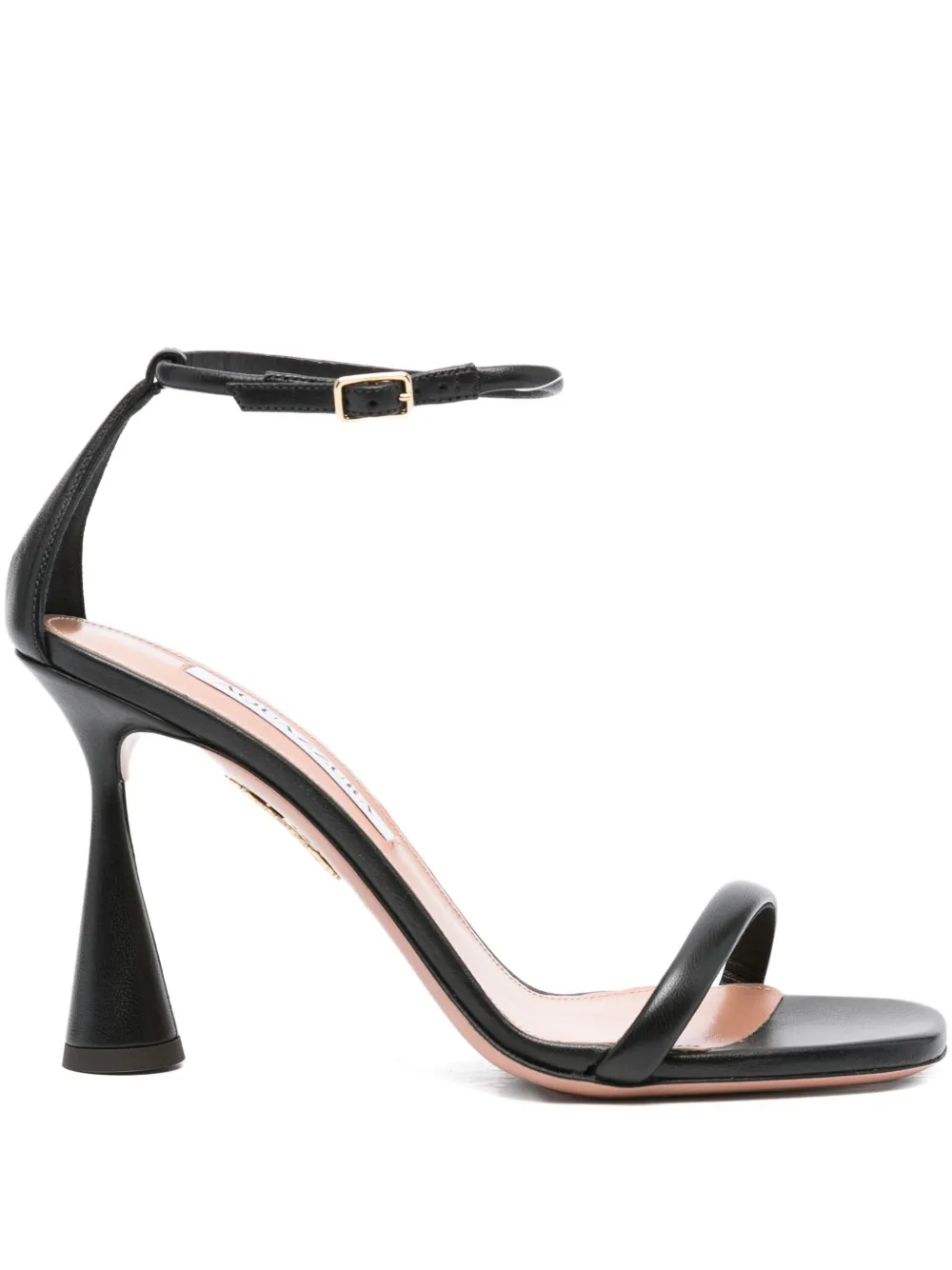 Сандалии Hot Sandal 95 мм с расклешенным каблуком и ремешком на щиколотке Aquazzura, черный