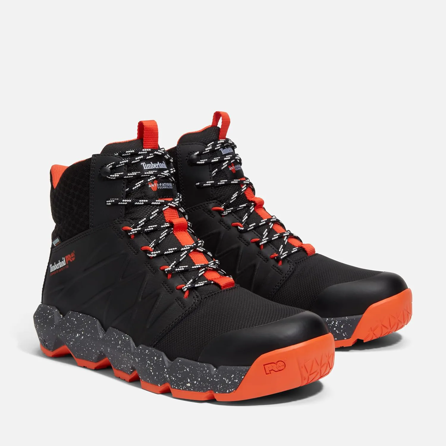 Мужские кроссовки-ботинки Timberland PRO Morphix 6" с композитным защитным носком, водонепроницаемые, в индустриальном стиле, для повседневной носки, черный/оранжевый — фото 2