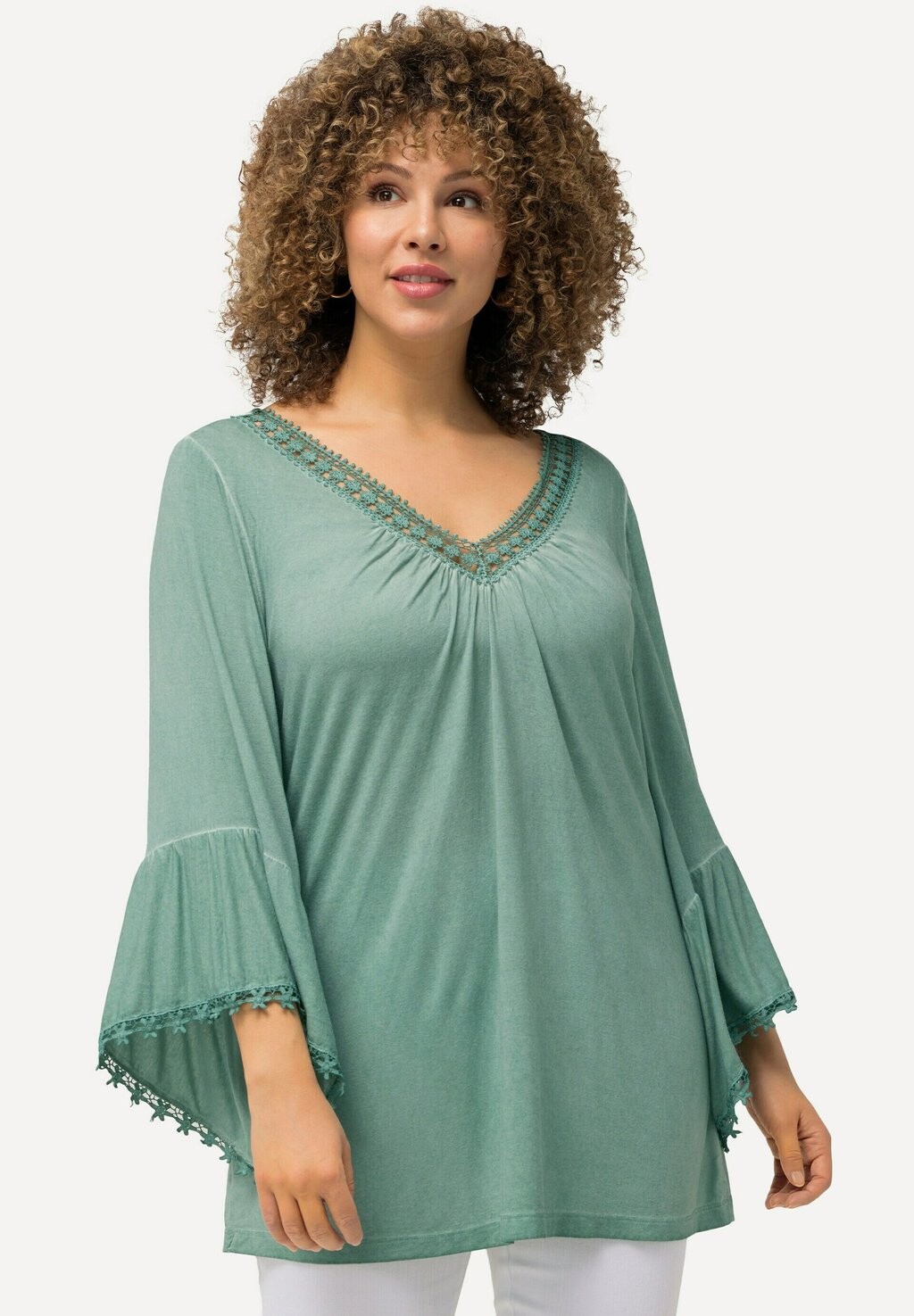 

Рубашка с длинным рукавом V HALS 3/4 MOUWEN Ulla Popken, цвет turkooisgroen