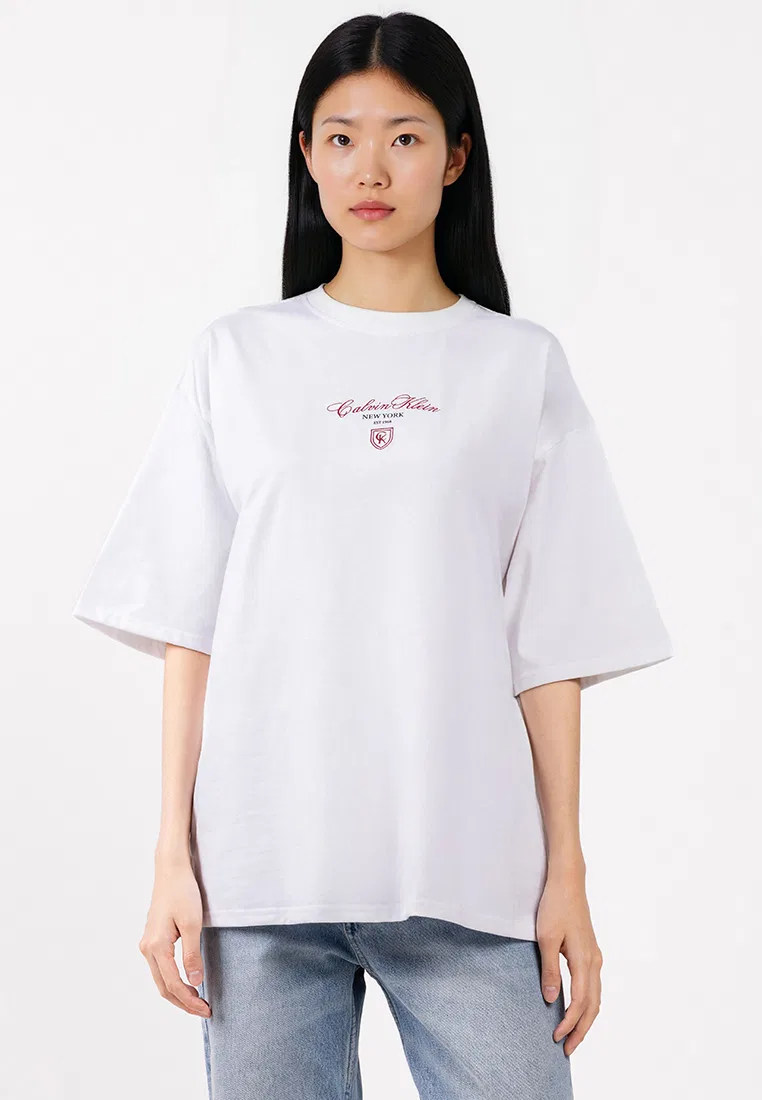 Футболка с логотипом, свободный крой, Calvin Klein Jeans, белый
