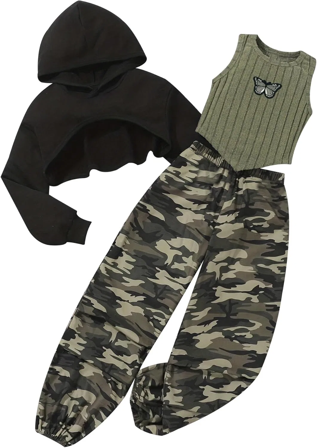 Детский спортивный костюм из 3 предметов Hansber, Black Army Green