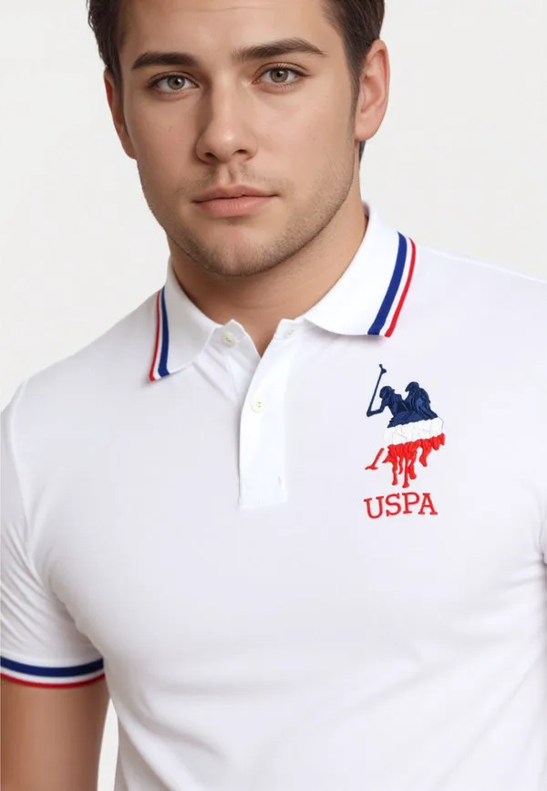 Футболка-Поло с коротким рукавом в трехцветном стиле U.S. Polo Assn., Weiss — фото 4