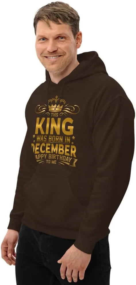 Толстовка Unisex This King Was Born In December Happy Birthday To Me, футболка Funny King of December Celebrate Your Birthday Generic, Dark Chocolate — фото 3