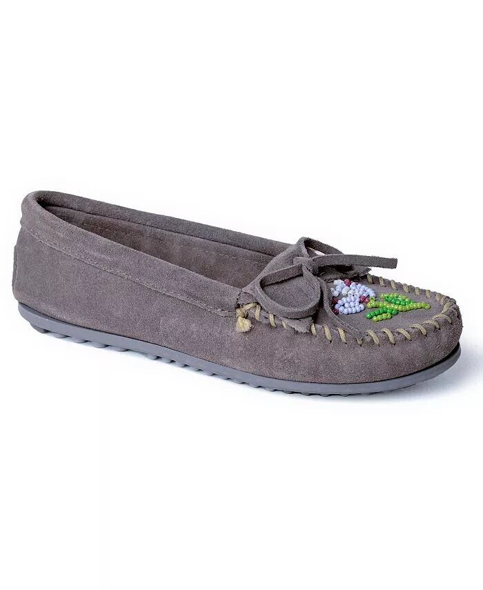 Женские мокасины Ziigwan Waabigwan, украшенные бисером Minnetonka, серый