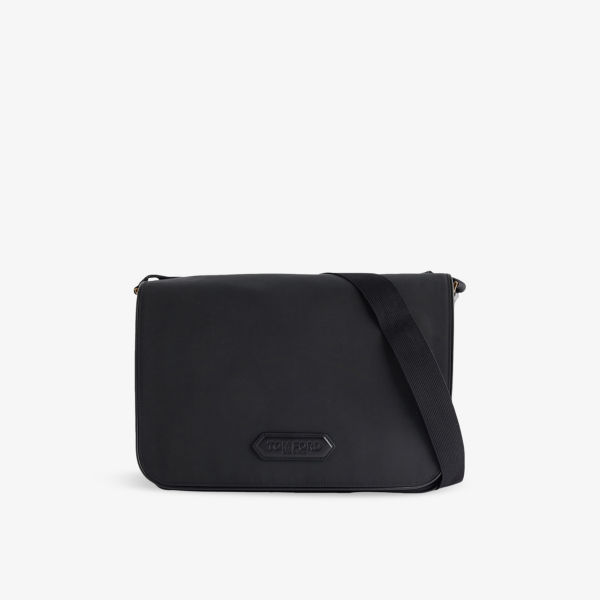 

Бренд-Patch большая плетеная сумка-мессенджер Tom Ford, черный