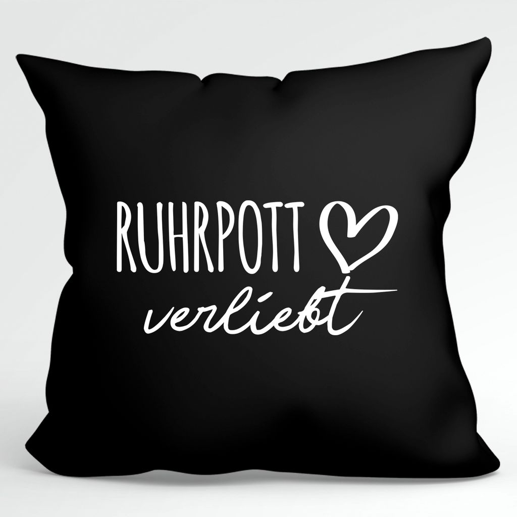 

УРАА! Подушка Ruhrpott in love Декоративная наволочка без наполнителя 40х40см Черный с названием любимого региона Hellweg Druckerei