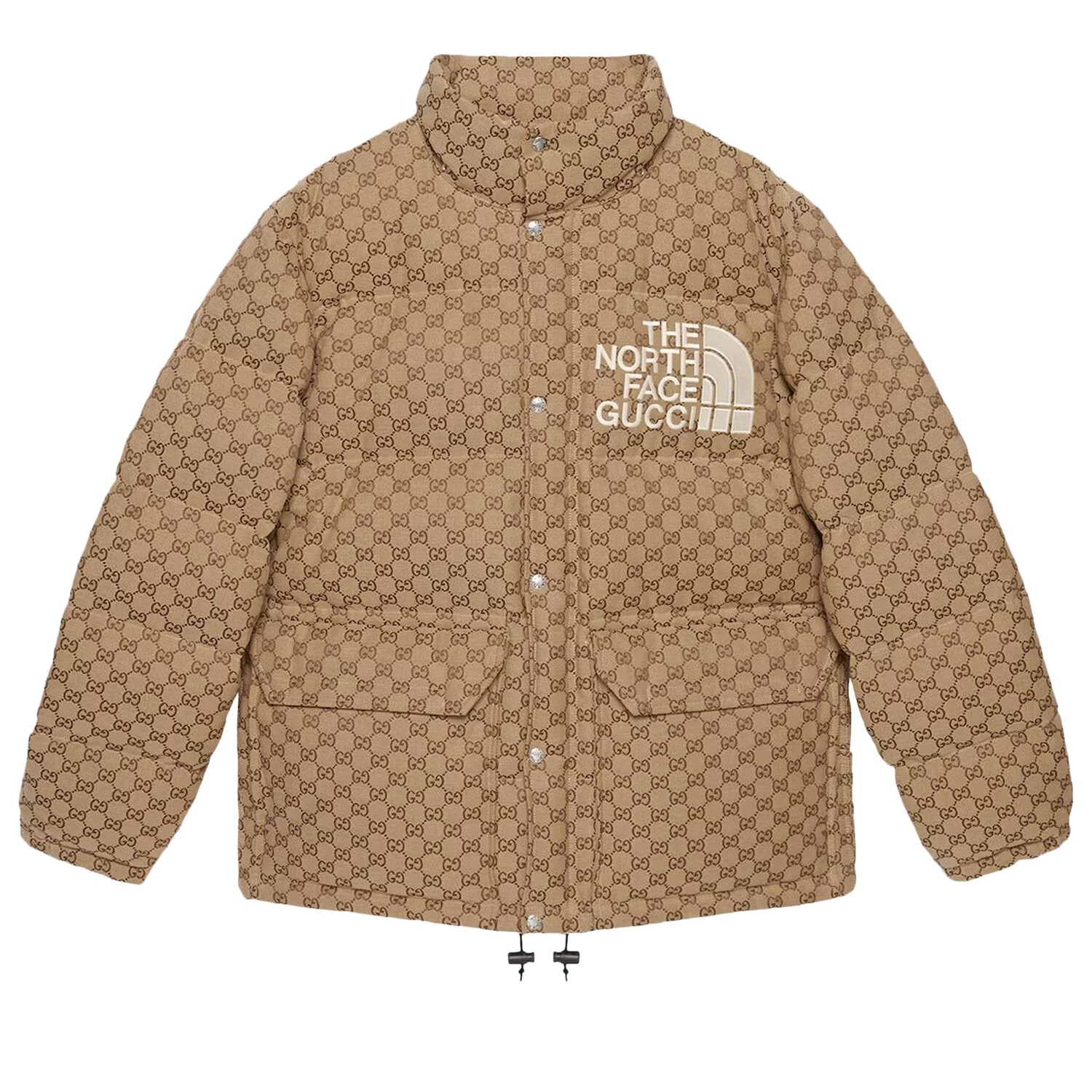Утепленная куртка Gucci x The North Face, цвет Бежевый/Черное дерево — фото 2