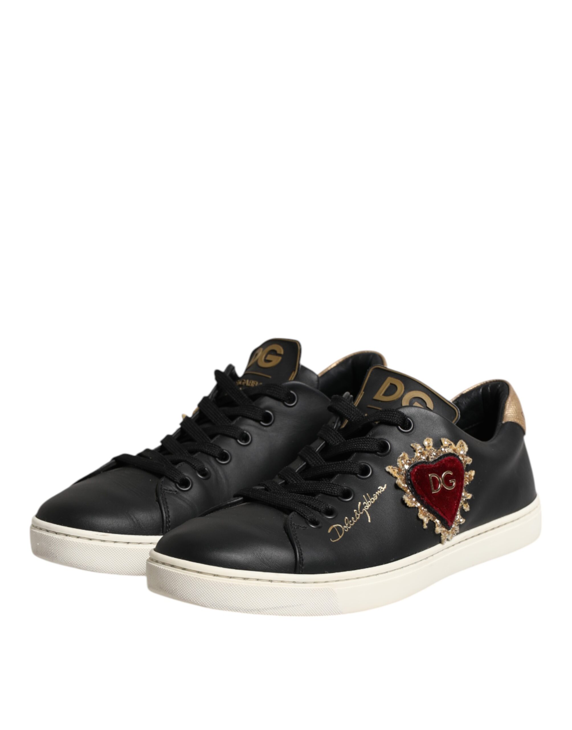 Черные кожаные кроссовки Sacred Heart Dolce & Gabbana, черный — фото 4