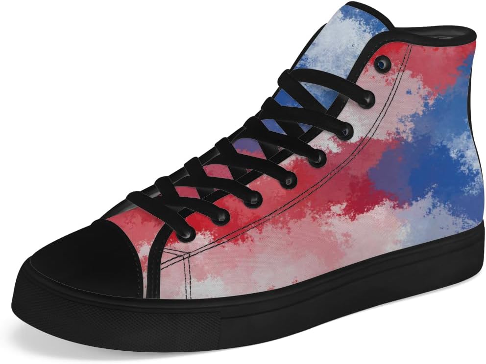 

Мужские и женские высокие кеды с флагом Пуэрто-Рико на холщовой основе, высокие кроссовки на шнуровке, повседневная обувь Chebing, синий