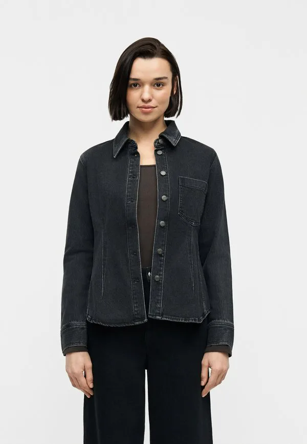 Длинная приталенная рубашка-блузка на пуговицах Gap, Black Wash