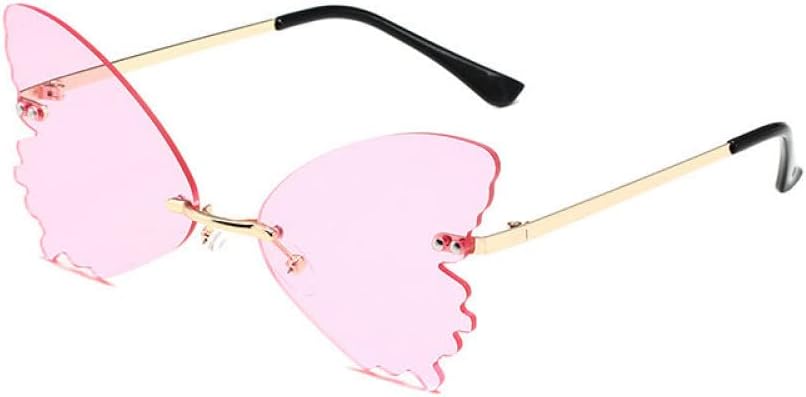 

Солнцезащитные очки MUTYNE в винтажном стиле с крыльями стрекозы, модные без оправы, женские, с прозрачными линзами, мужские, розовые, с защитой от УФ-излучения UV400, C3