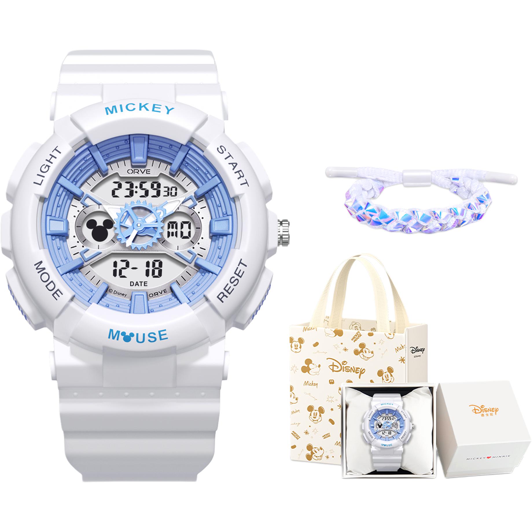 

Disney Часы Mickey Electronic+Quartz Movement Rubber Strap Watch Unisex White Dial, Fresh Blue[Disney Box+Bracelet+Custom Greeting Card]