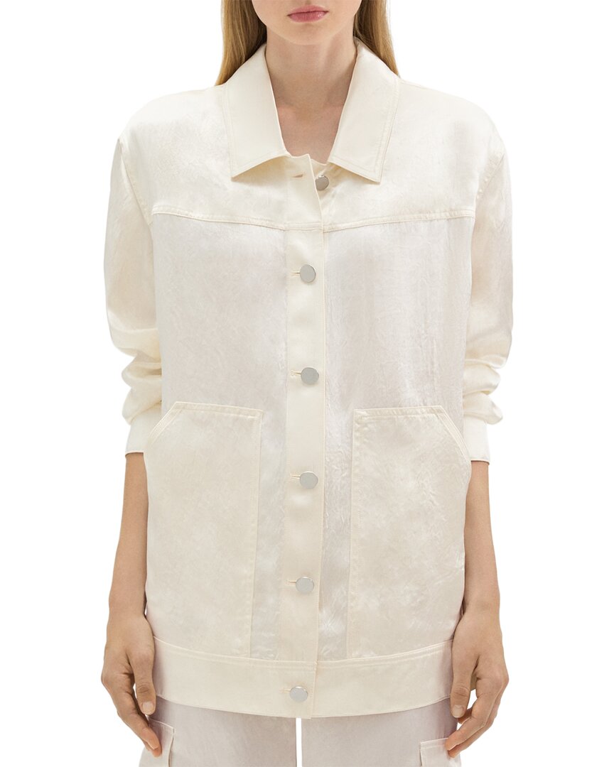 

Куртка Trucker Oversize из жатого шелка от Theory, бежевый