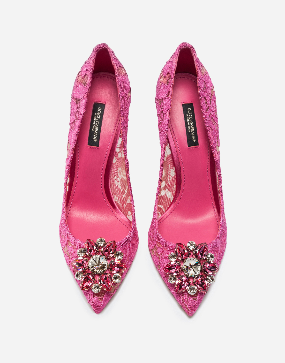 Туфли-лодочки из таорминского кружева с кристаллами Dolce & Gabbana, фуксия — фото 3