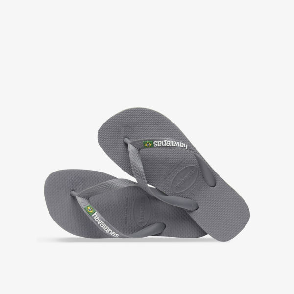 Резиновые шлепанцы с тисненым логотипом Бразилии Havaianas, серый — фото 4