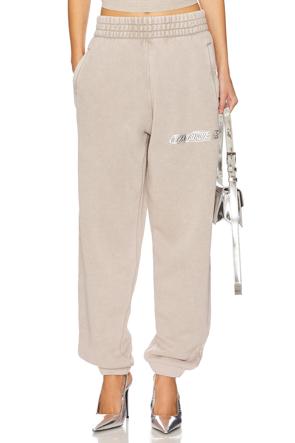 

Классические спортивные брюки с логотипом Alexander Wang, цвет washed oyster
