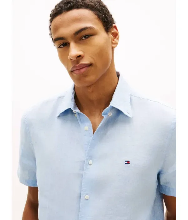 Льняная рубашка regular fit Tommy Hilfiger, небесно-голубой — фото 4