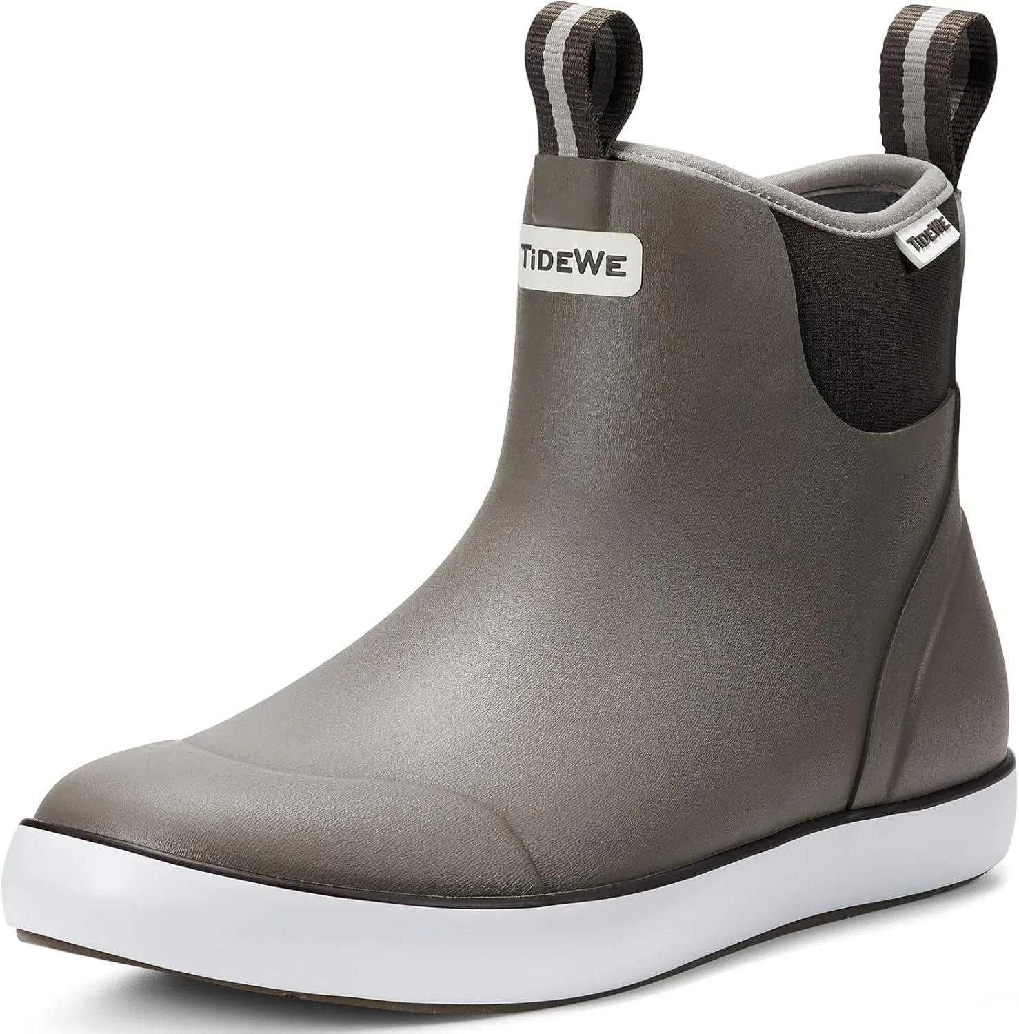 Водонепроницаемые рыболовные ботинки TIDEWE Deck Boots для мужчин, неопреновые резиновые ботинки без шнурков для катания на лодке (черно-оранжевые, светло-серые и бежевые, размер 7-8)
