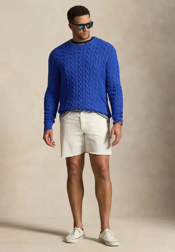 Свитер из хлопка с косами Polo Ralph Lauren Big & Tall, новый ирисово-голубой — фото 2