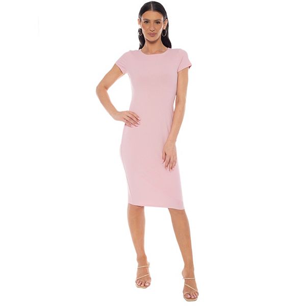 

Женское платье-футболка с коротким рукавом и ребристым узором Bebe, Pink