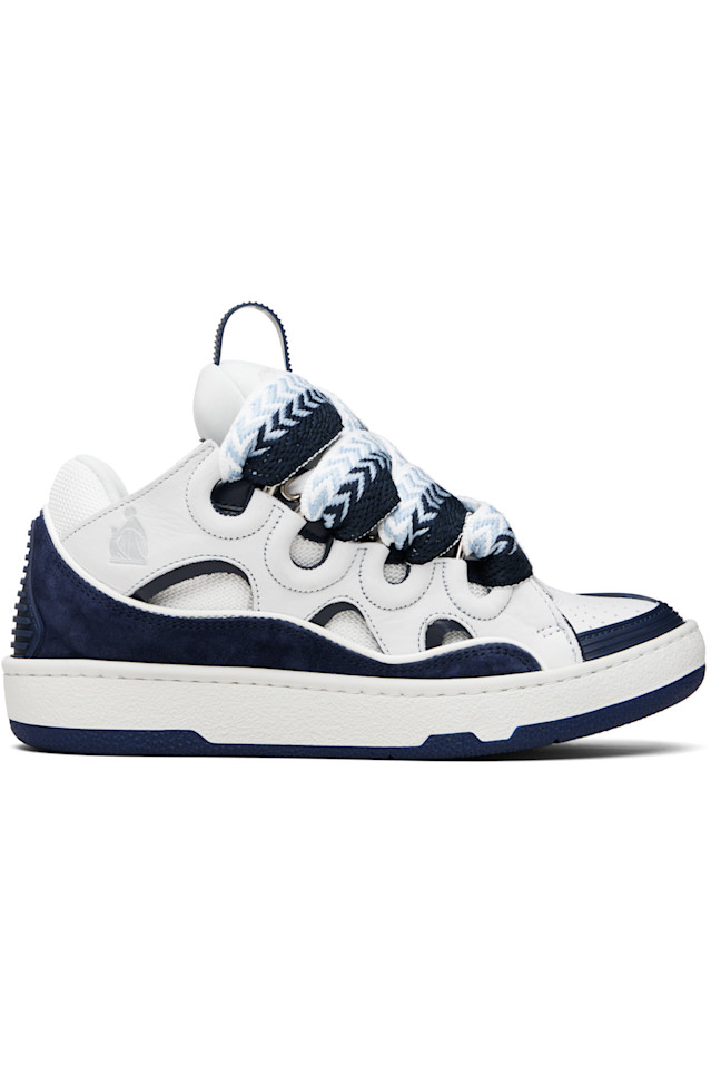 

Кроссовки из белой и темно-синей кожи Lanvin, белый/темно-синий