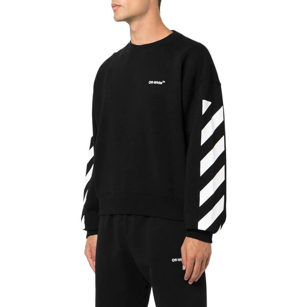 Толстовка Men's OFF-WHITE FW22 Stripe Logo Printing Round Neck Long Sleeves Loose Fit Autumn Black, черный — фото 4
