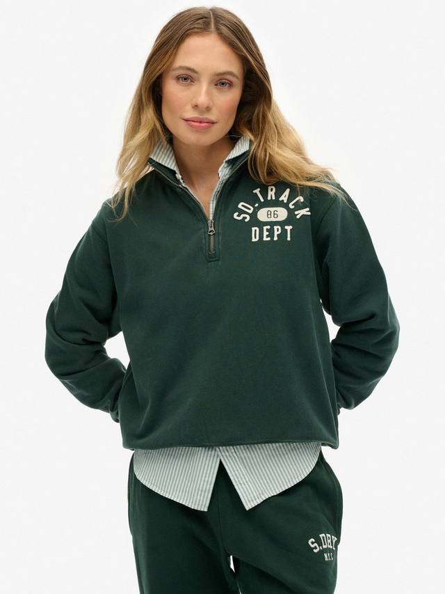 

Свитшот Athletic Essentials с аппликацией и молнией до половины Superdry, Enamel Green