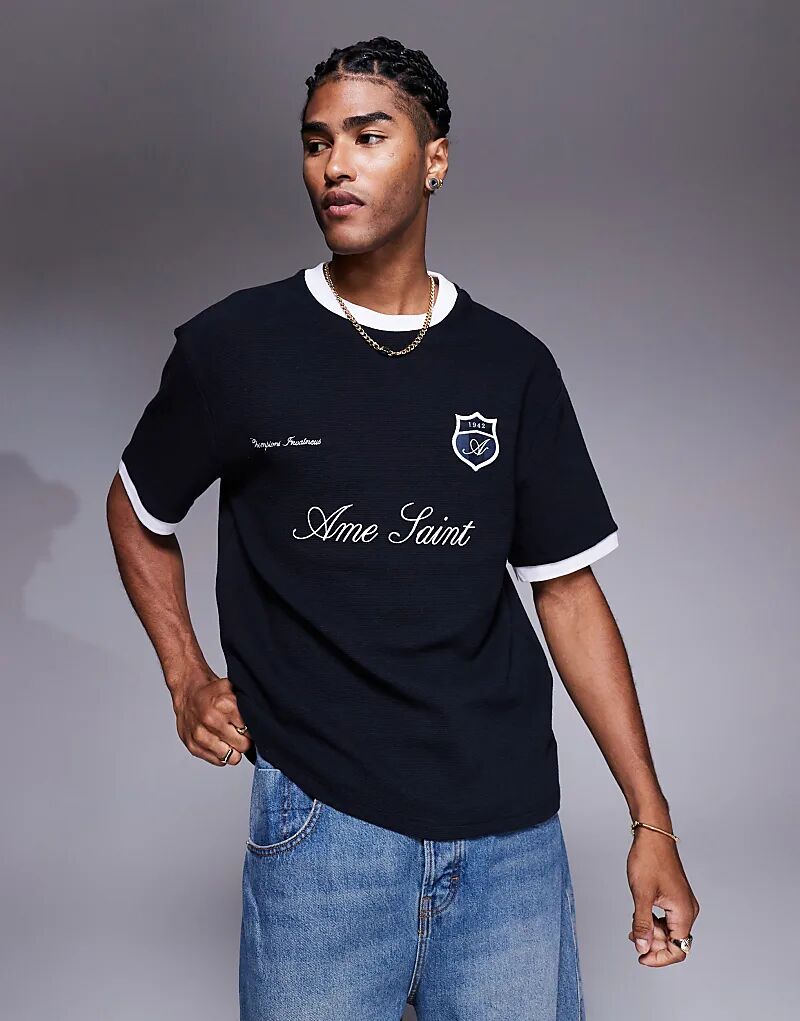 

Футболка с изображением звонящего футболиста River Island в тёмно-синем цвете