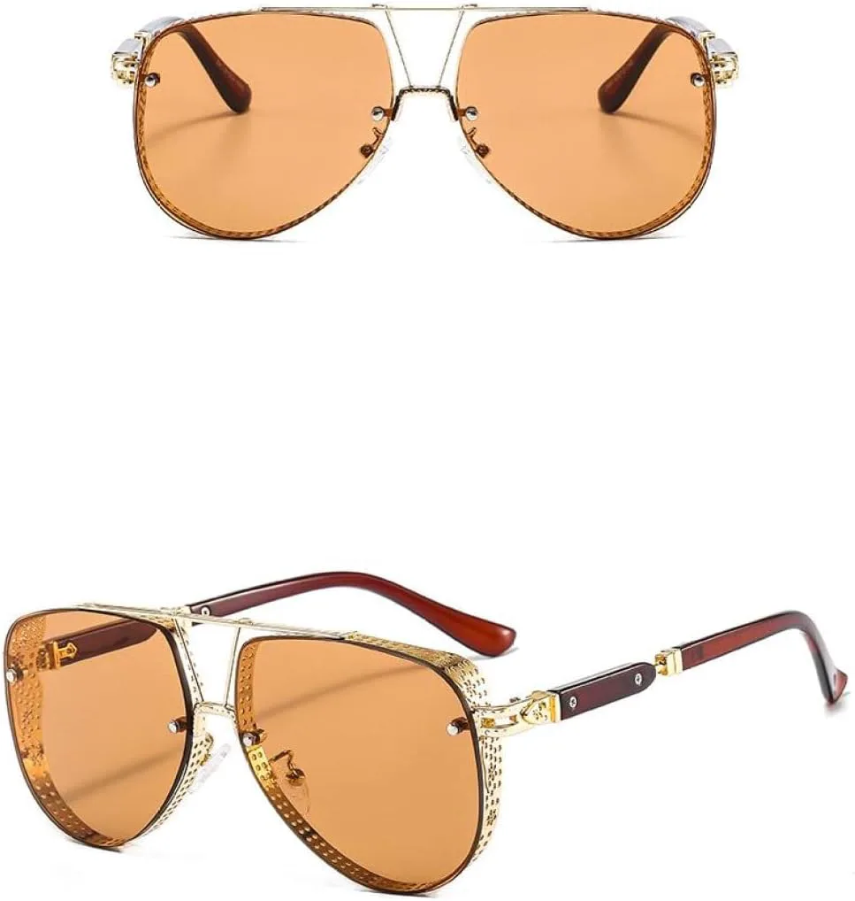 

Овальные солнцезащитные очки с ажурным узором для мужчин и женщин, роскошные, в трендовом стиле, с металлической оправой и градиентными линзами generic, Sku3