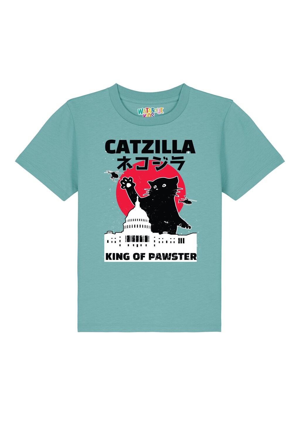 

Футболка с принтом CATZILLA Watapparel, цвет teal monstera