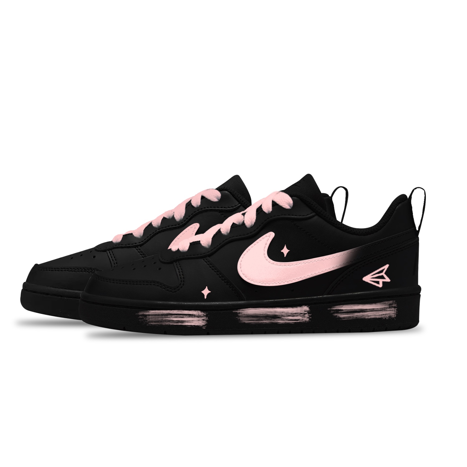 Кроссовки для скейтбординга Court Borough Pink Plane Slip Resistant Abrasion Resistant низкие детские Unisex Nike, черный — фото 4