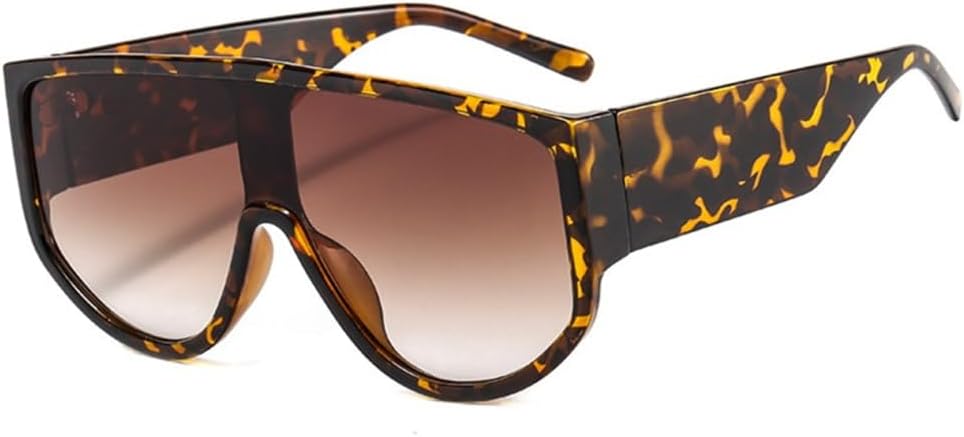 

Солнцезащитные очки Shield Big Frame Oversized для женщин и мужчин, большие солнцезащитные очки с градиентным затемнением и защитой от УФ-излучения UV400 LANGSER, Leopard