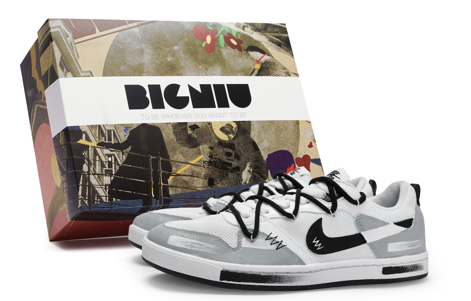 

Кроссовки Nike SB Alleyoop Skateboarding Shoes Men Low-top Black/Gray, черный/белый/серый