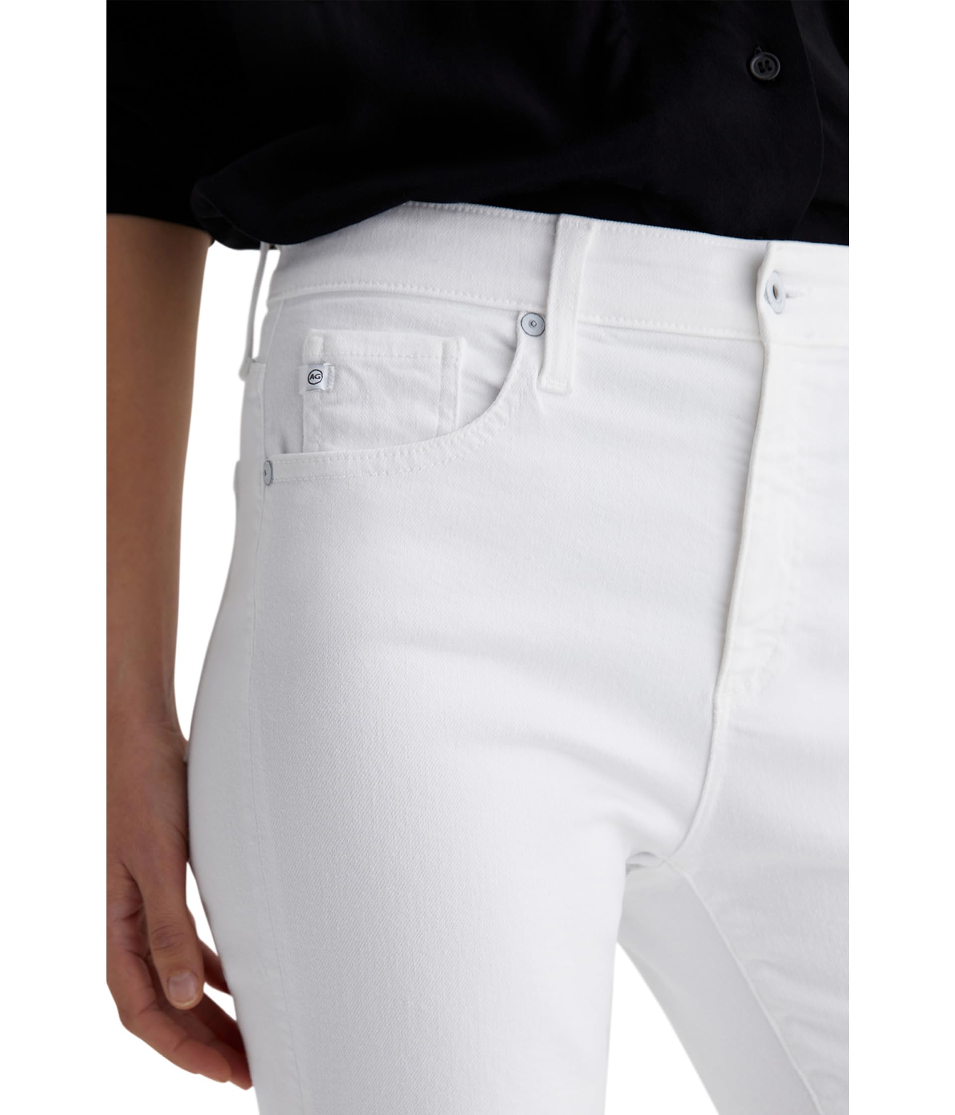 Ботинки AG Jeans Farrah Mid-Rise Crop Boot Jeans in Gallery White, цвет Gallery White — фото 4