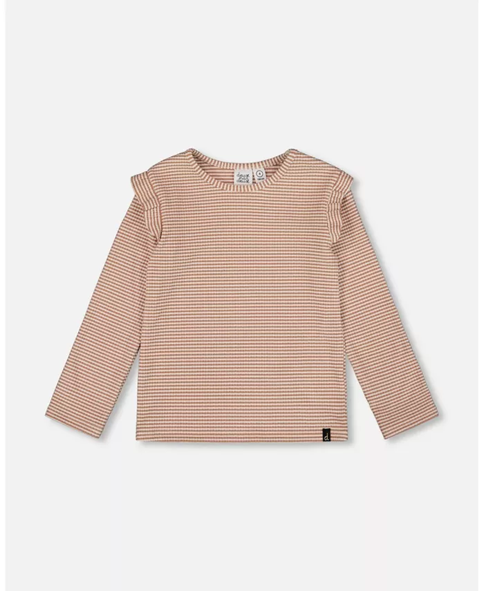 

Топ в рубчик для девочки, бежевый и кремовый, в полоску – для малышей|детей Deux par Deux, коричневый/бежевый