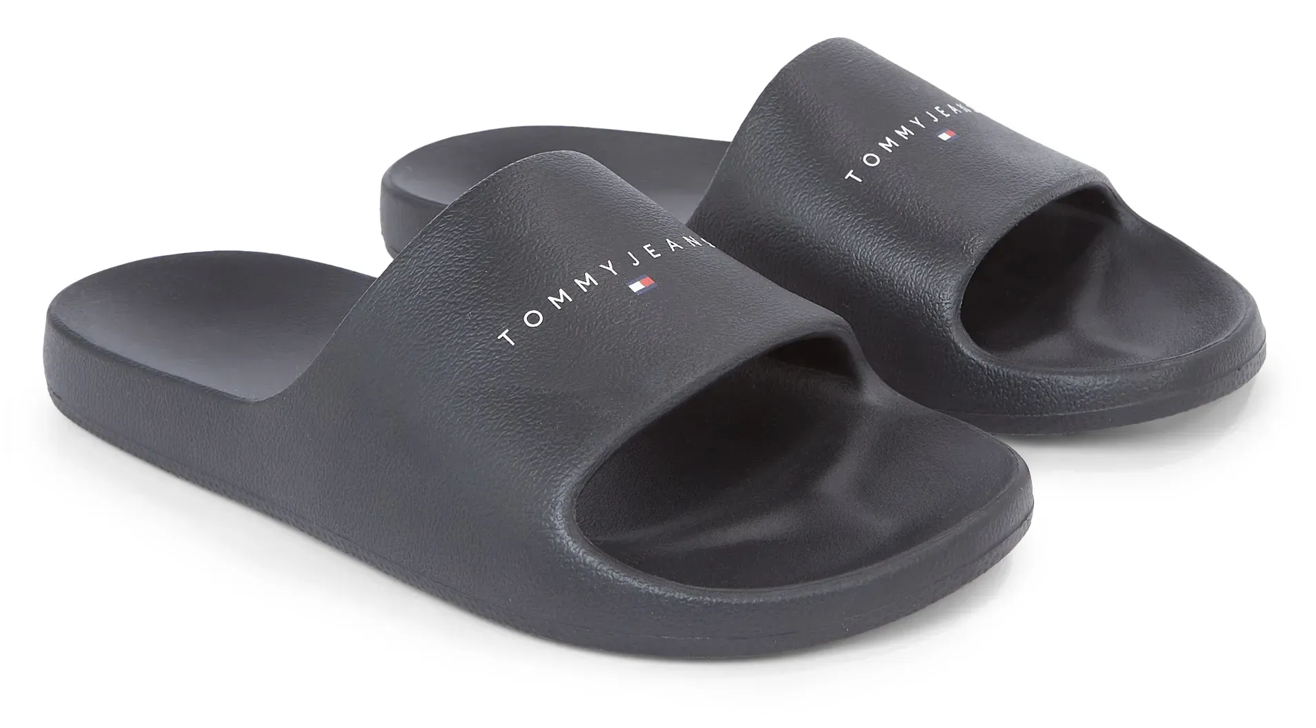 Мюли Tommy Jeans "TJW PRINTED PU POOL SLIDE", платформа, летняя обувь, тапочки с надписью логотипа на повязке, черный — фото 2